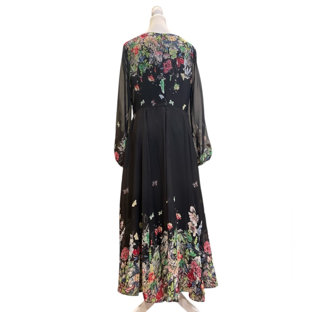 Whimsigoth Black Floral Butterfly Maxi Dress Romantic Cottagecore - Picture 4 of 7